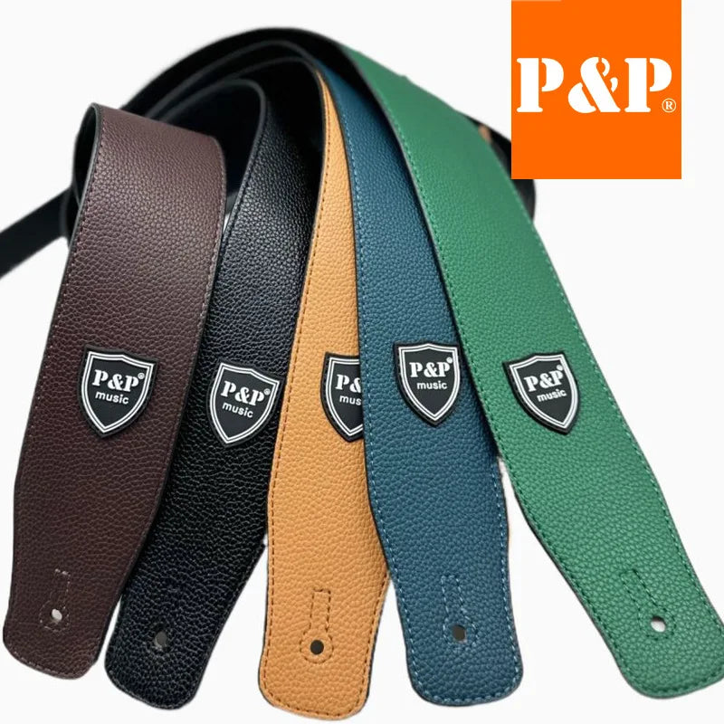 P&PWidth PU Leather Guitar Strap Widen Adjustable Soft Belt Electric
