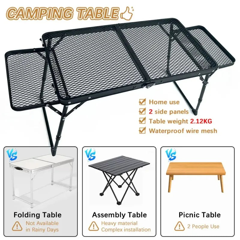 Portable Folding Camping Table – Low Outdoor BBQ Dining Table