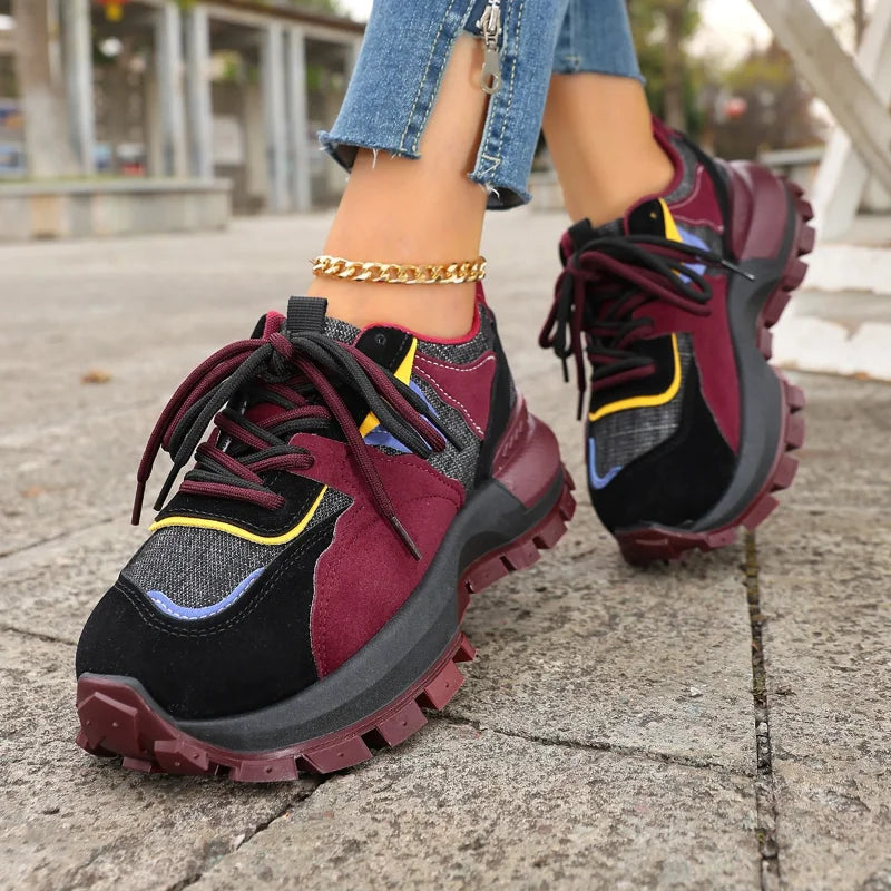 UXST Women's Platform Sneakers – Non-Slip Lace-Up Casual Shoes