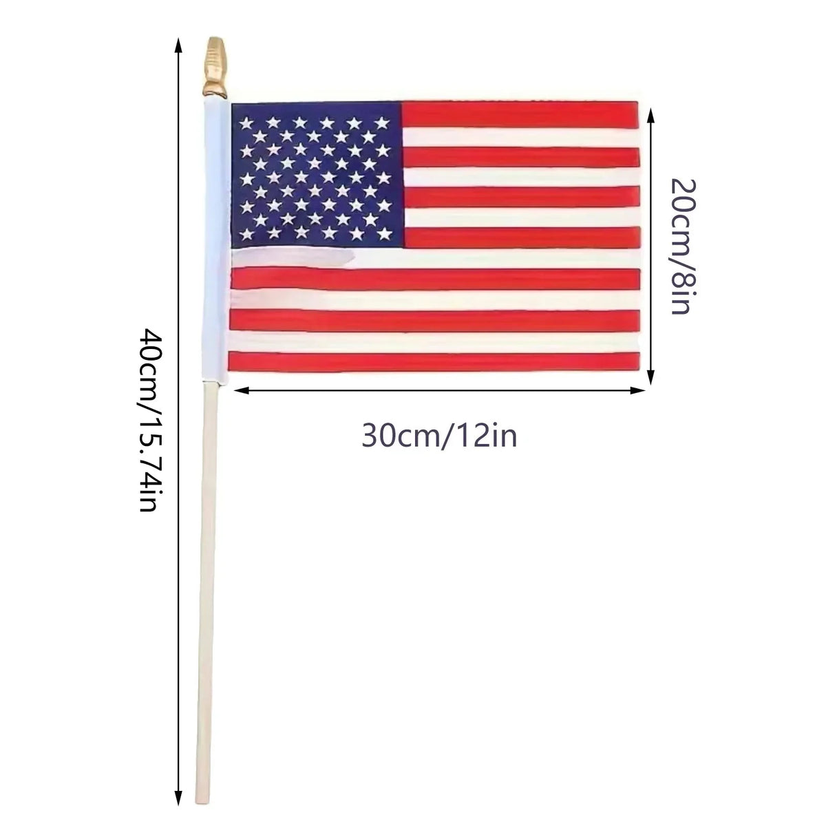 USA Hand Waving Flag 20x30cm Double-Sided Polyester – 12 Pack