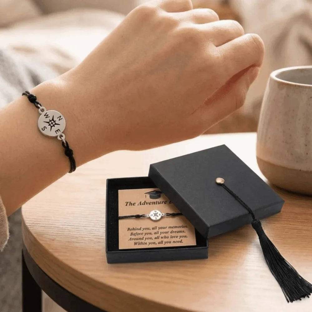 Graduation Compass Bracelet | "The Adventure Begins" Gift Set