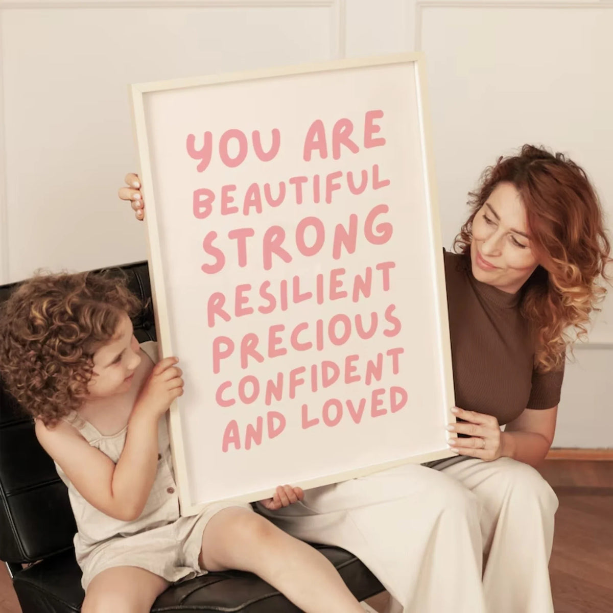 "You Are Beautiful" Affirmation Canvas Wall Art – Girls Decor