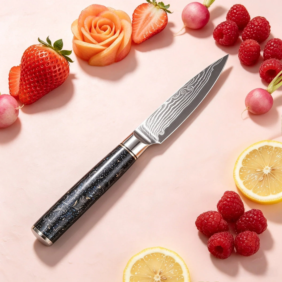 67-Layer Damascus Steel Paring Knife – Fruit & Kitchen Knife