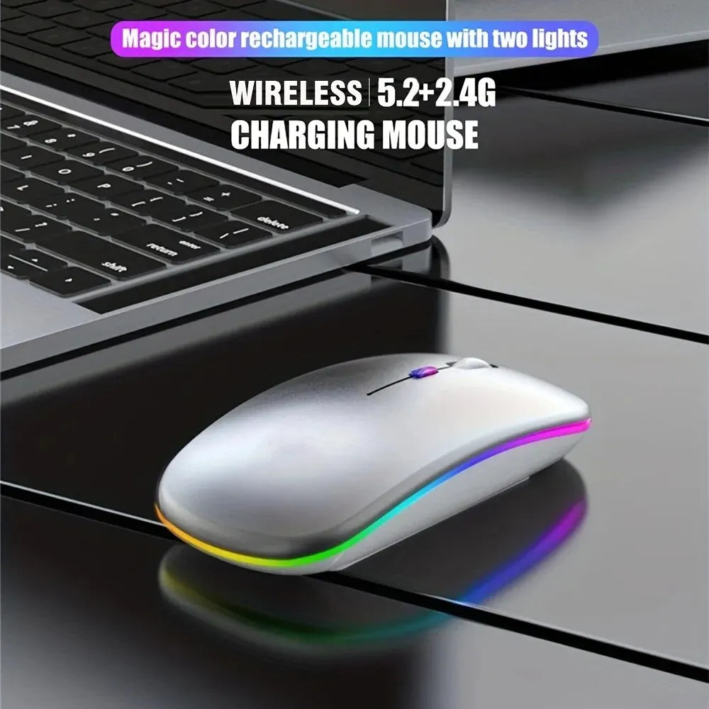 Wireless Mouse Gaming Backlight USB Compatible RGB Rechargeable Mice