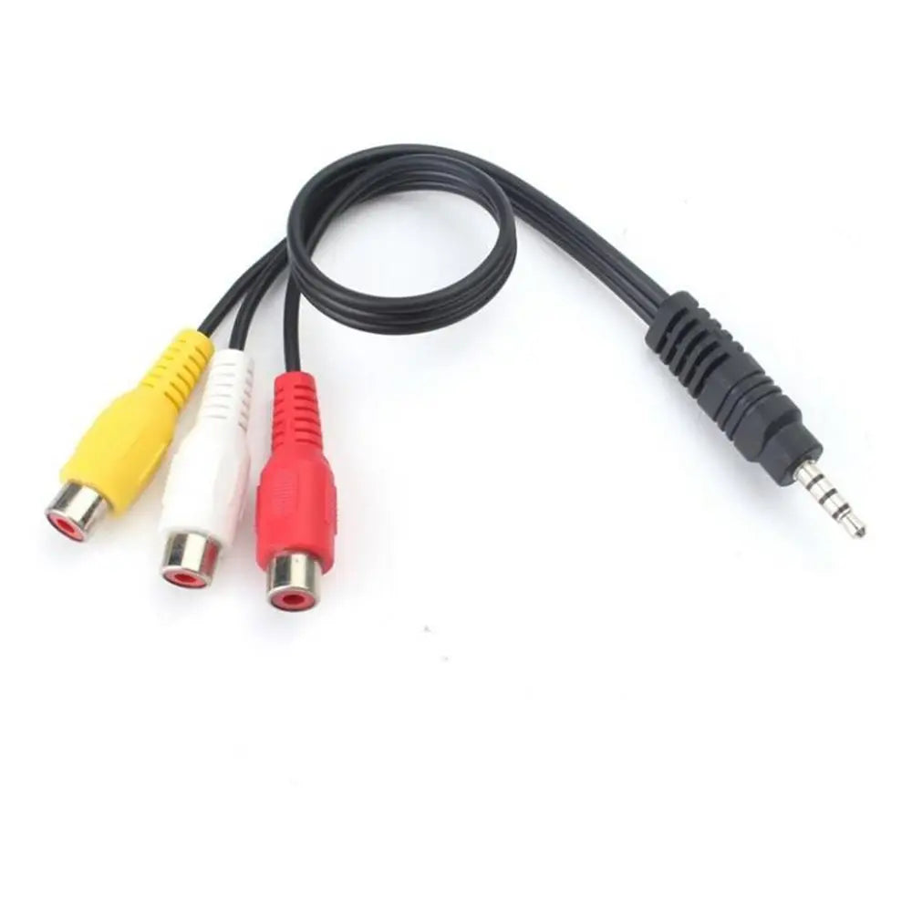 3.5mm Mini AV to 3-RCA Adapter Cable – Gold Plated, 28cm