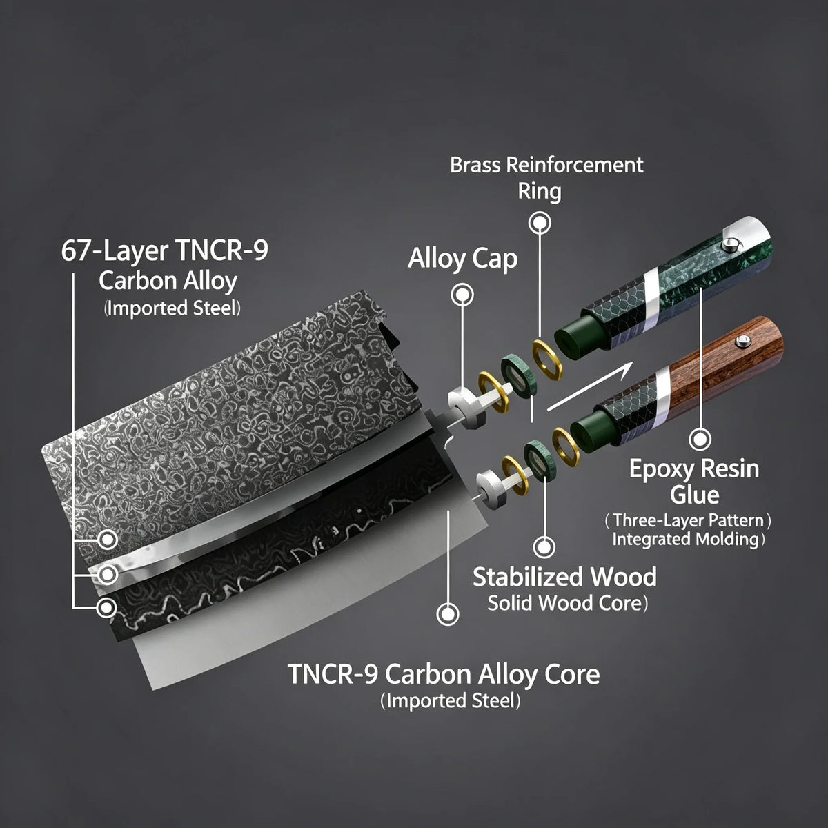 67-Layer Damascus Steel Chef Knife with Solid Wood Handle