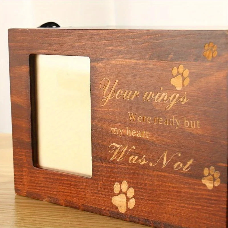 Wooden Pine Pet Urn with Photo Frame – Dog & Cat Memorial
