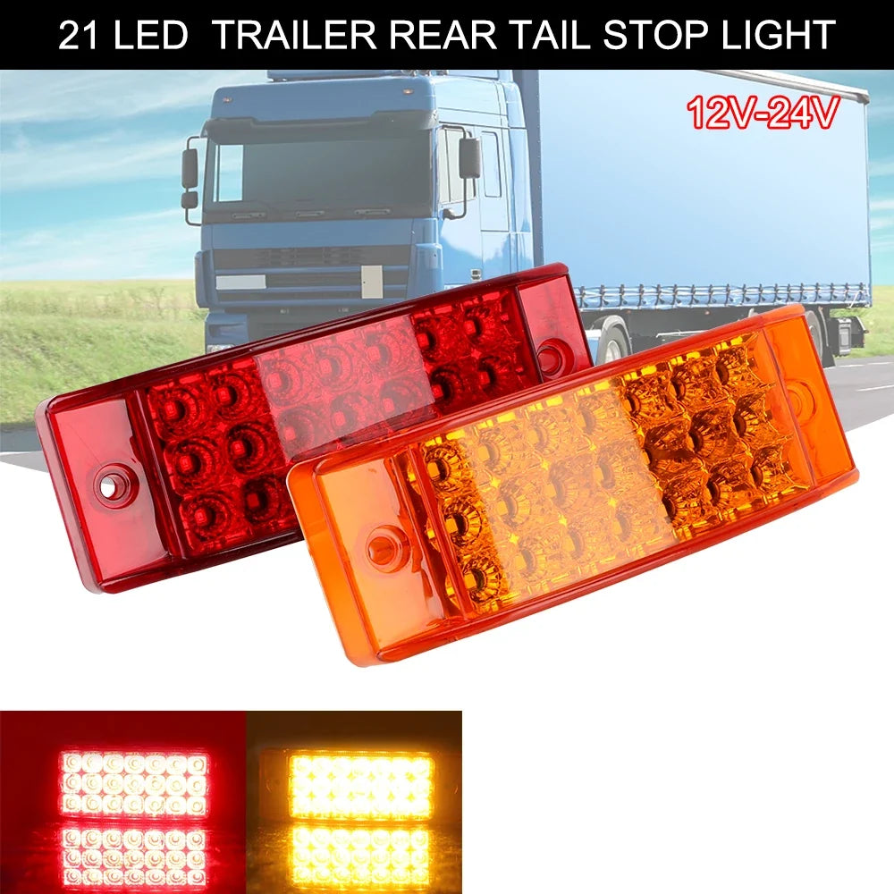 21 LED Flowing Tail Light Brake Indicator Lamp 12V 24V Truck