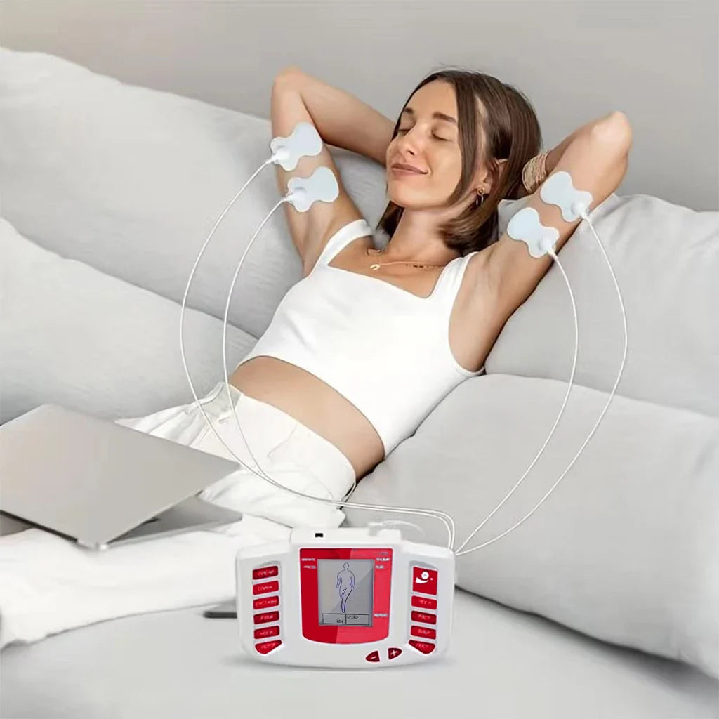 Portable Dual Output Muscle Stimulator with 4 Pads | EMS Device