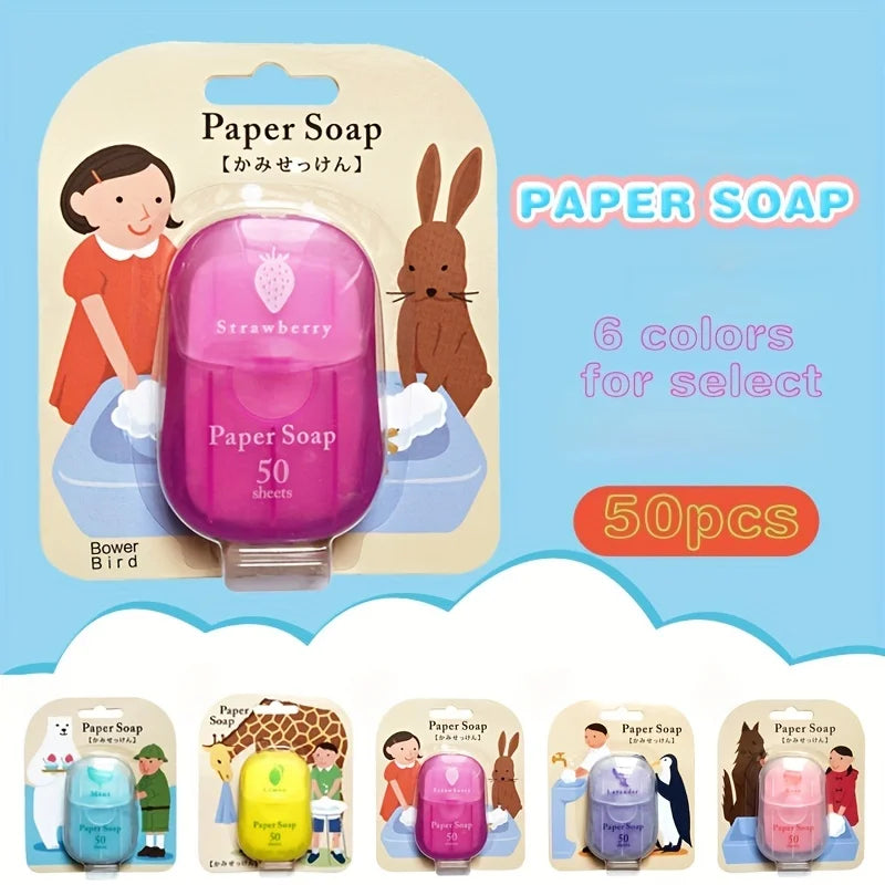 Portable Paper Soap Tablets – 50 Disposable Travel Soap Sheets