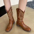 Women's Embroidered Mid-Calf Boots – Ethnic Block Heel