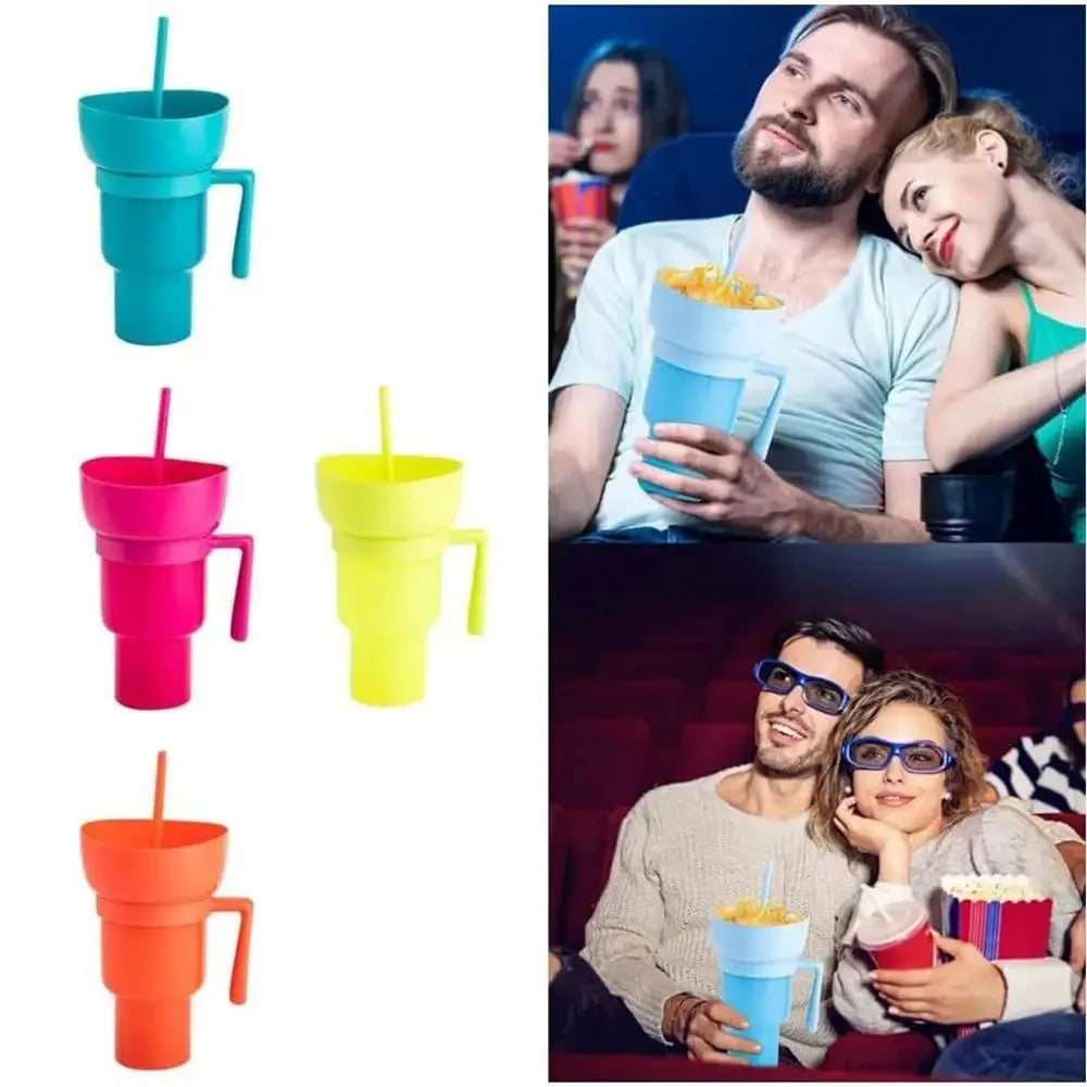 2-in-1 Popcorn Snack & Drink Cup with Handle | KEMORELA