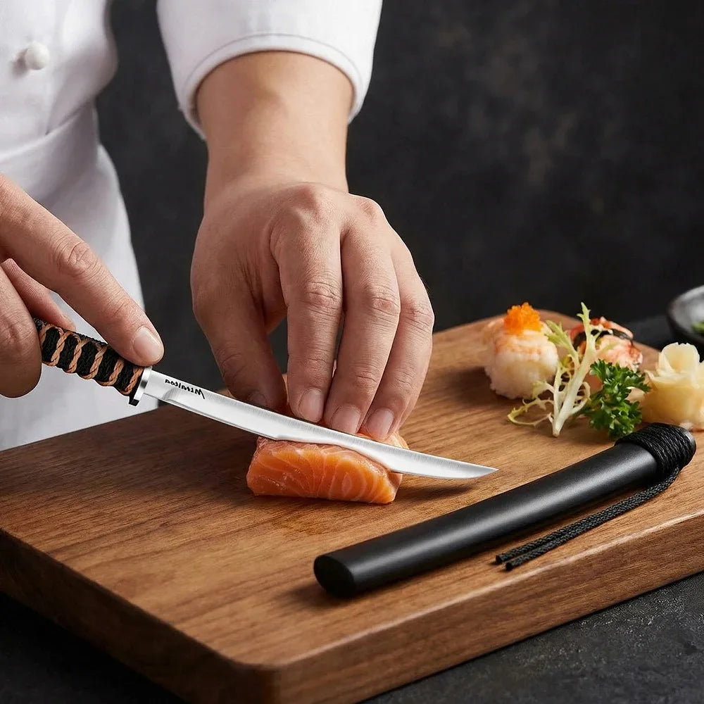 Japanese Sushi Knife with Sheath – Sharp Mini Sashimi Knife