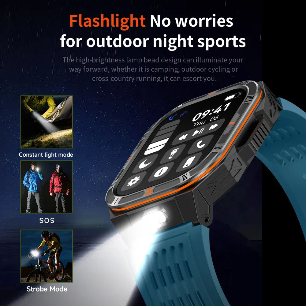Yoateo Men's Smart Watch | Flashlight, Compass, Bluetooth Call