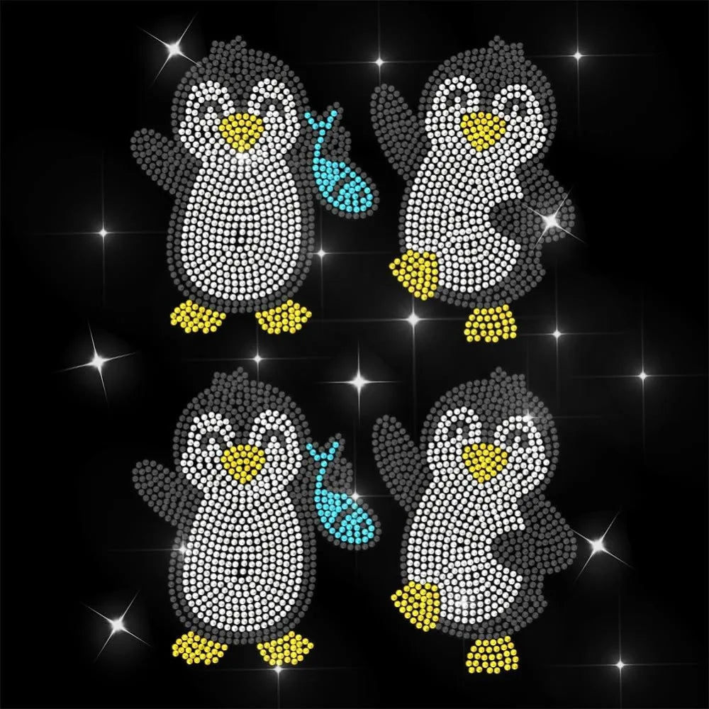 Penguin Rhinestone Iron-On Patch – Glitter Heat Transfer Appliqué