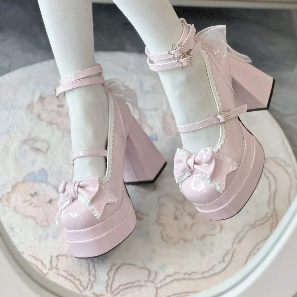 Lolita Round Toe High Heel Pumps | Buckle Strap Party Shoes