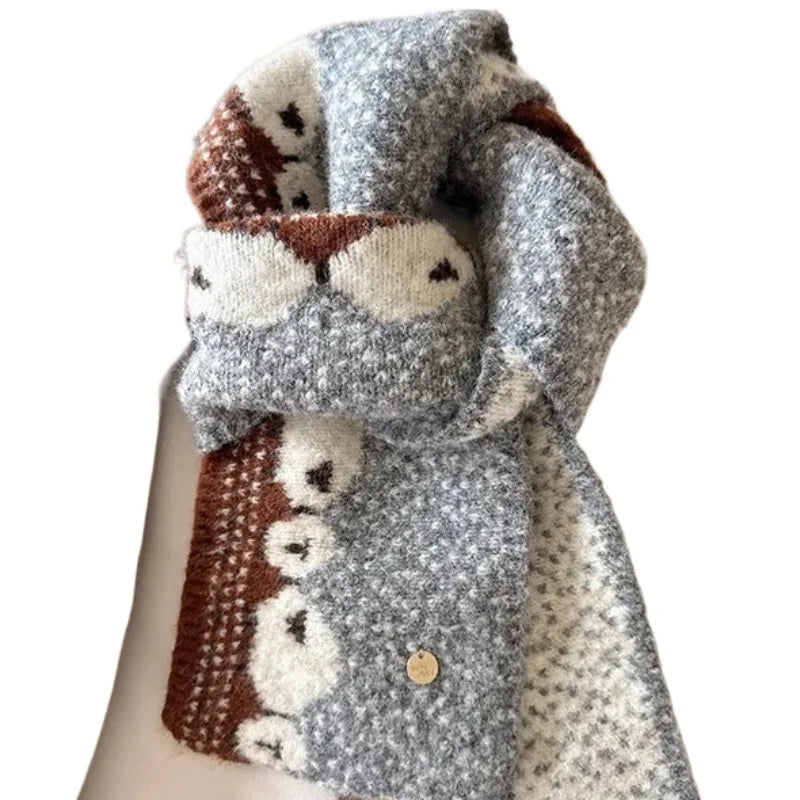 Korean Sheep Knitted Winter Scarf – Thick Windproof Unisex