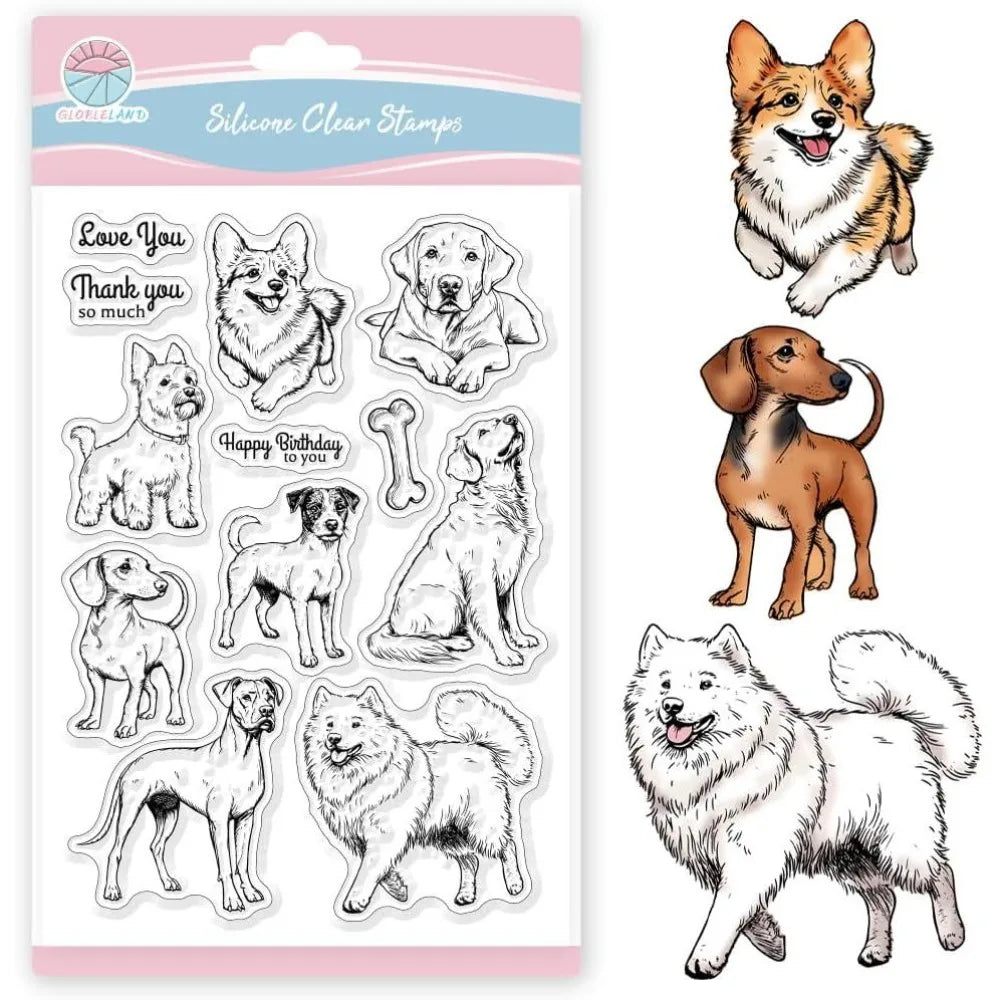 Dog Clear Stamps – Golden Retriever, Corgi & Samoyed Craft