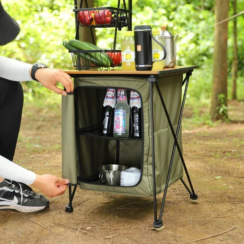 Folding Camping Cabinet – Double-Deck Oxford Cloth Outdoor Table
