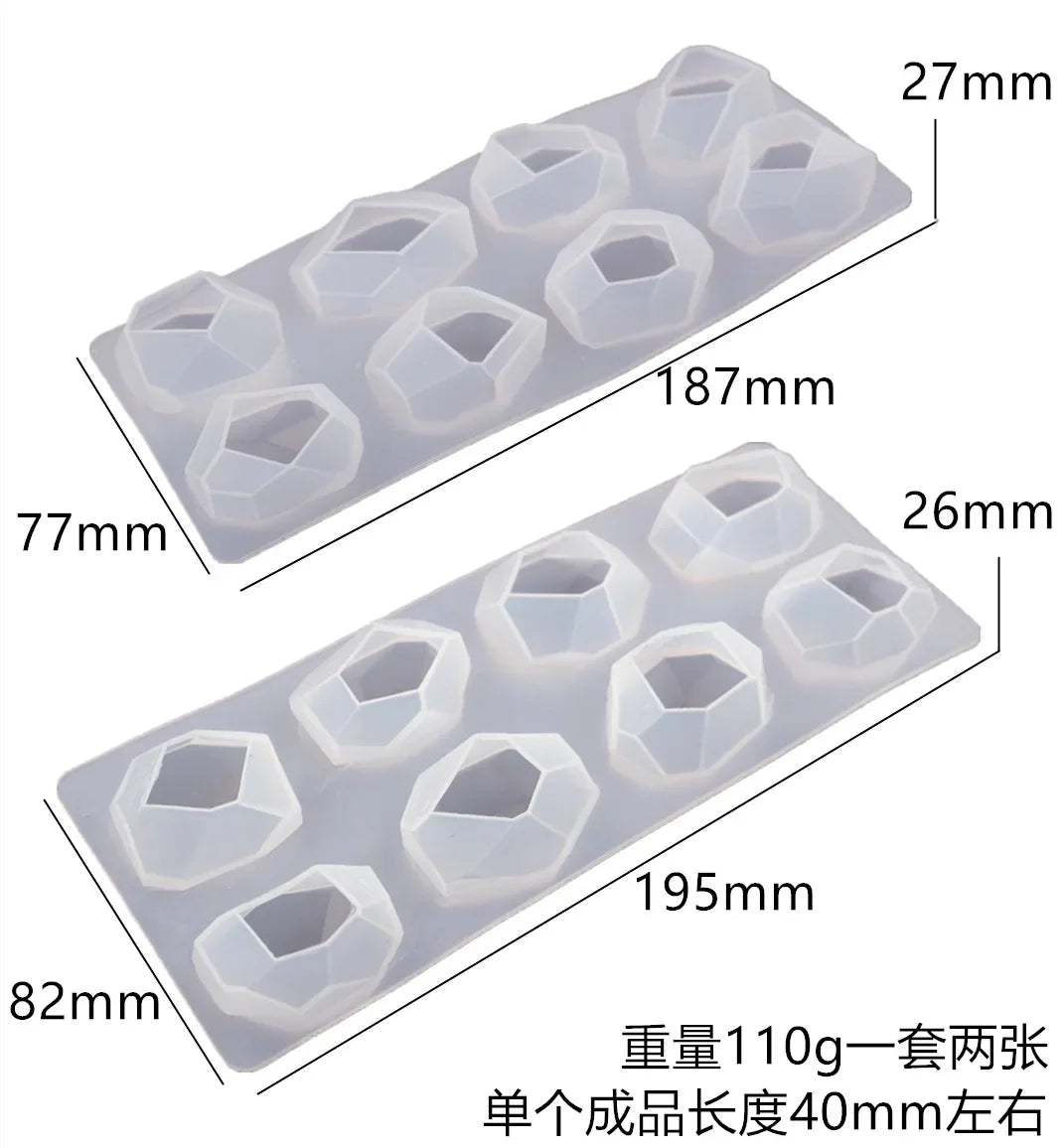 Crystal Gemstone Silicone Mold – Geometric Faceted Epoxy Resin DIY