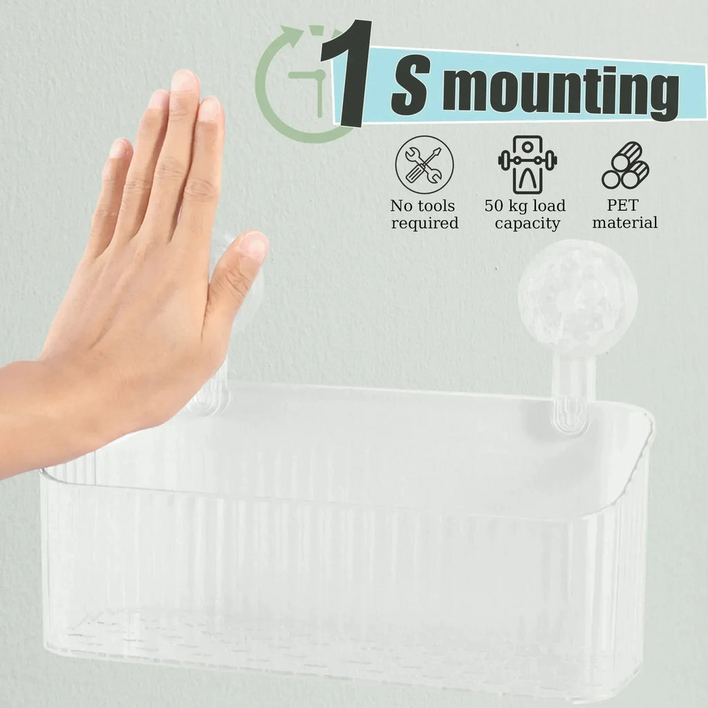 Suction Cup Shower Caddy Shelf – No Drill Wall Organizer