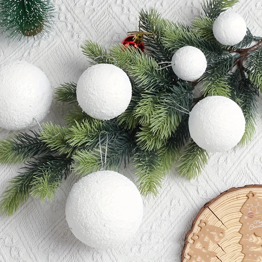 White Foam Christmas Ornaments Elegant Hanging Snowball Decorations