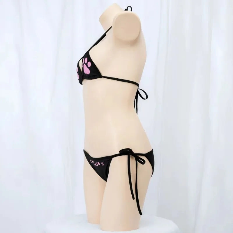 Anime Cat Paw Bikini Set – Women's Cosplay Swimsuit Costume