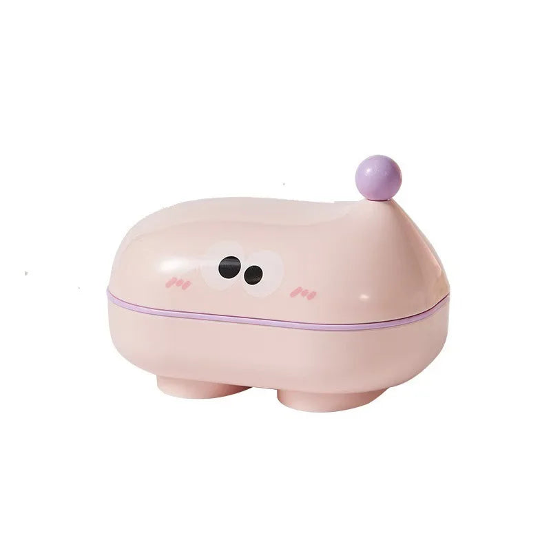 Flip-top Soap Box Big-eyed Cute Household Draining Holder Lid Cartoon