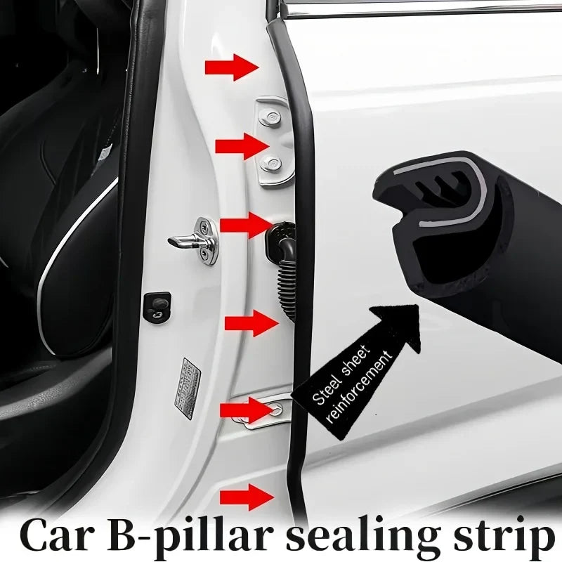 2pcs Car B-Pillar Rubber Weatherstrip Door Edge Seal Strip