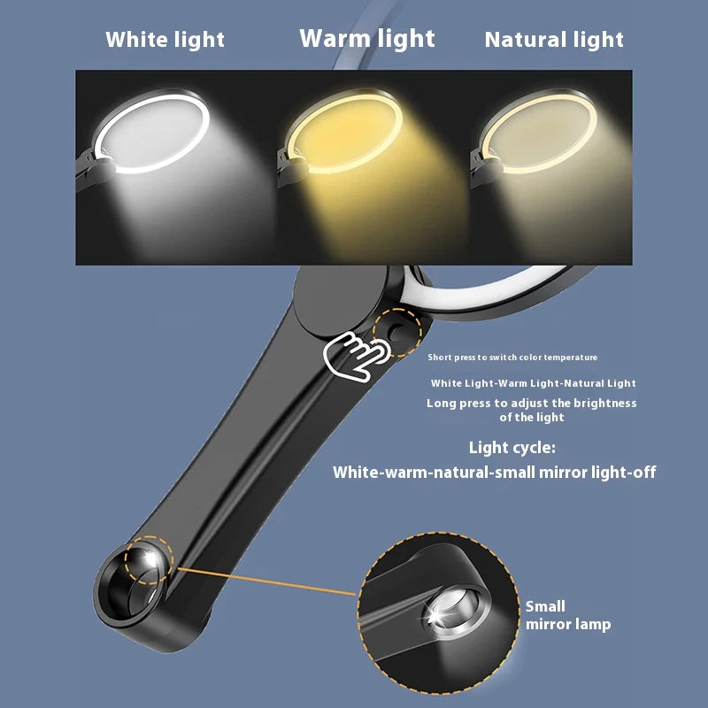 130mm LED Magnifying Glass – 3-Color Light & Optical Coating
