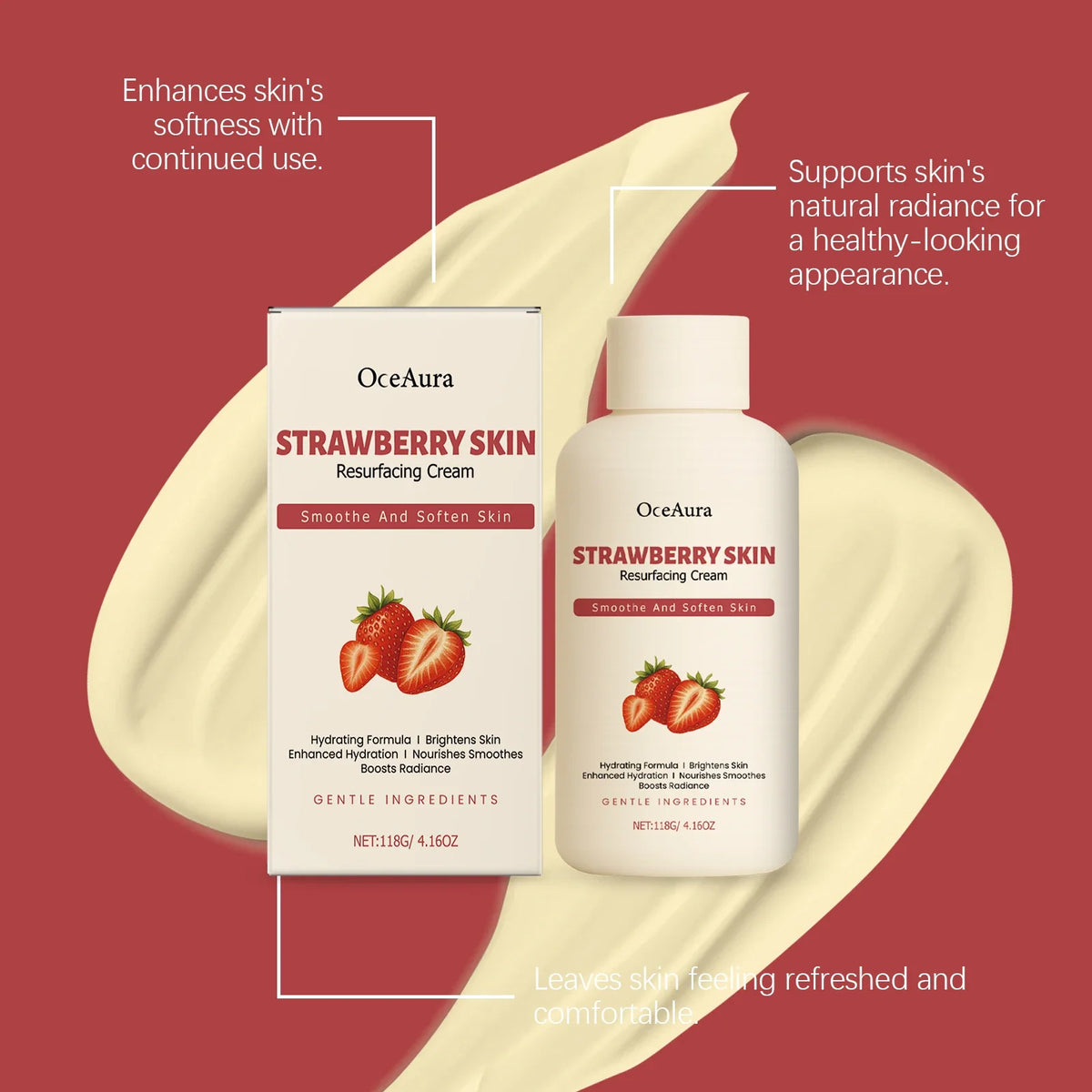 OceAura Strawberry Body Cream 118g – Moisturize & Smooth Skin