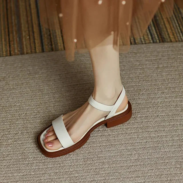 Women's Low Heel Square Sandals – Casual Office Shoes Sz 35-42