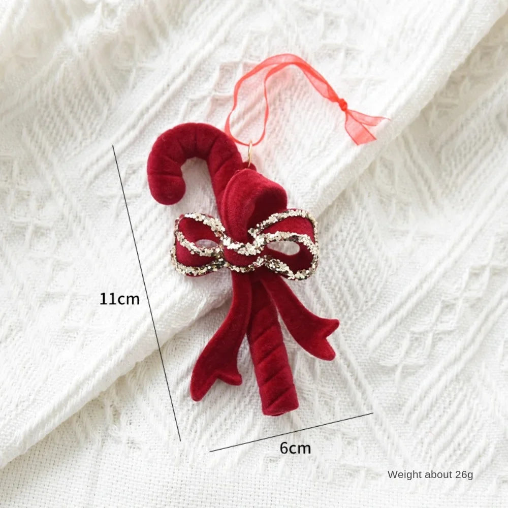 Velvet Bowknot Christmas Tree Pendant | Wine Red Bow Ornament