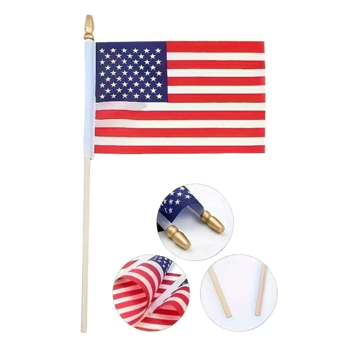 USA Hand Waving Flag 20x30cm Double-Sided Polyester – 12 Pack