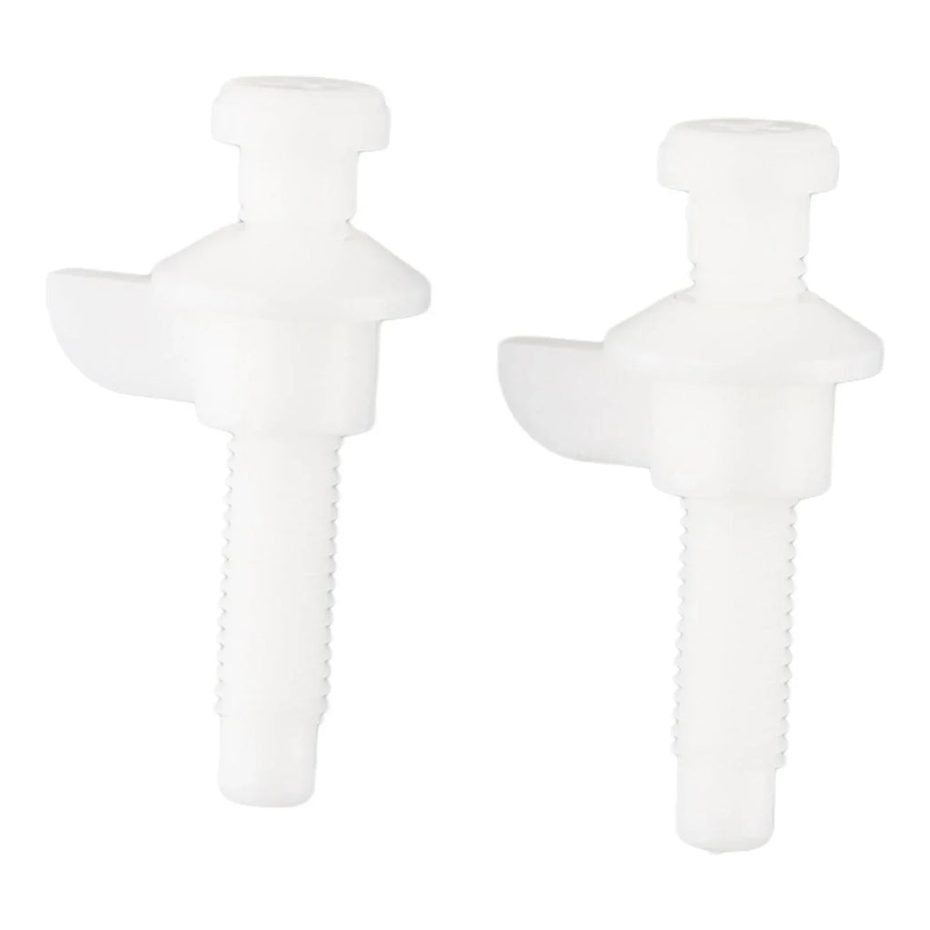 White Plastic Toilet Seat Hinges with Bolts & Screws Kit