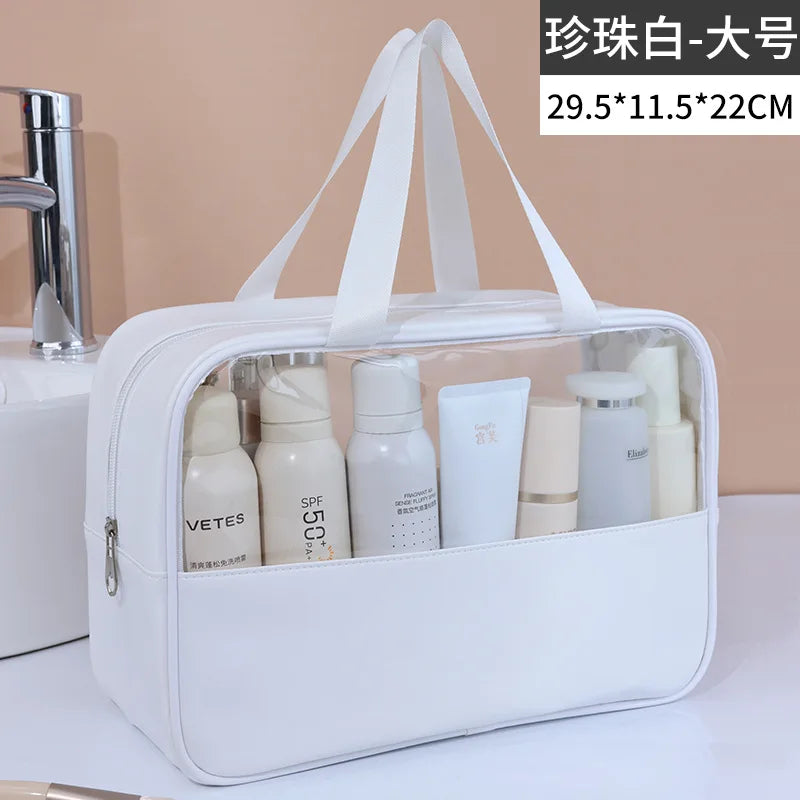Portable Travel Cosmetic Bag Women Transparent Makeup Large-capacity