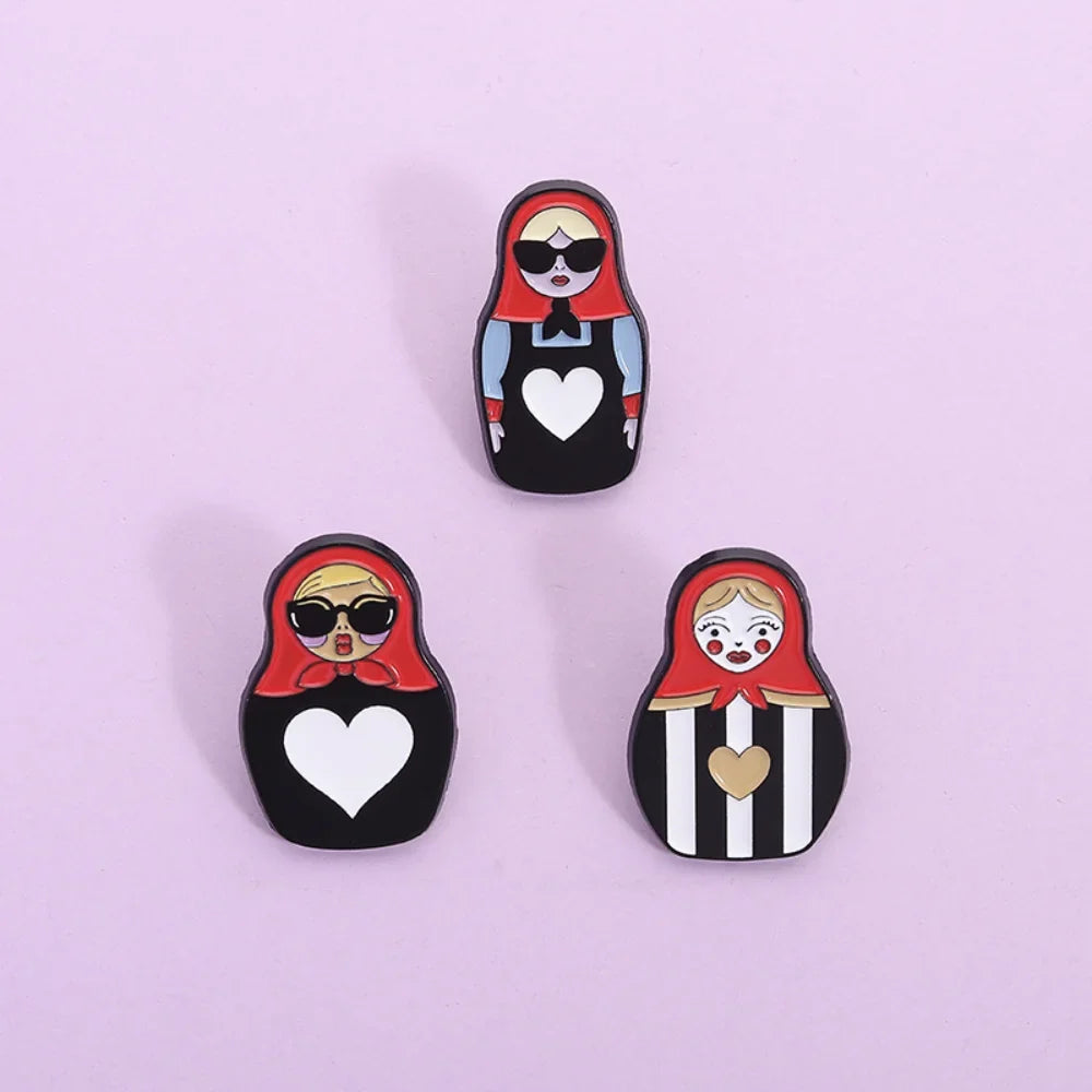 Russian Cultural Costume Collected Enamel Pin Classic Nesting Doll