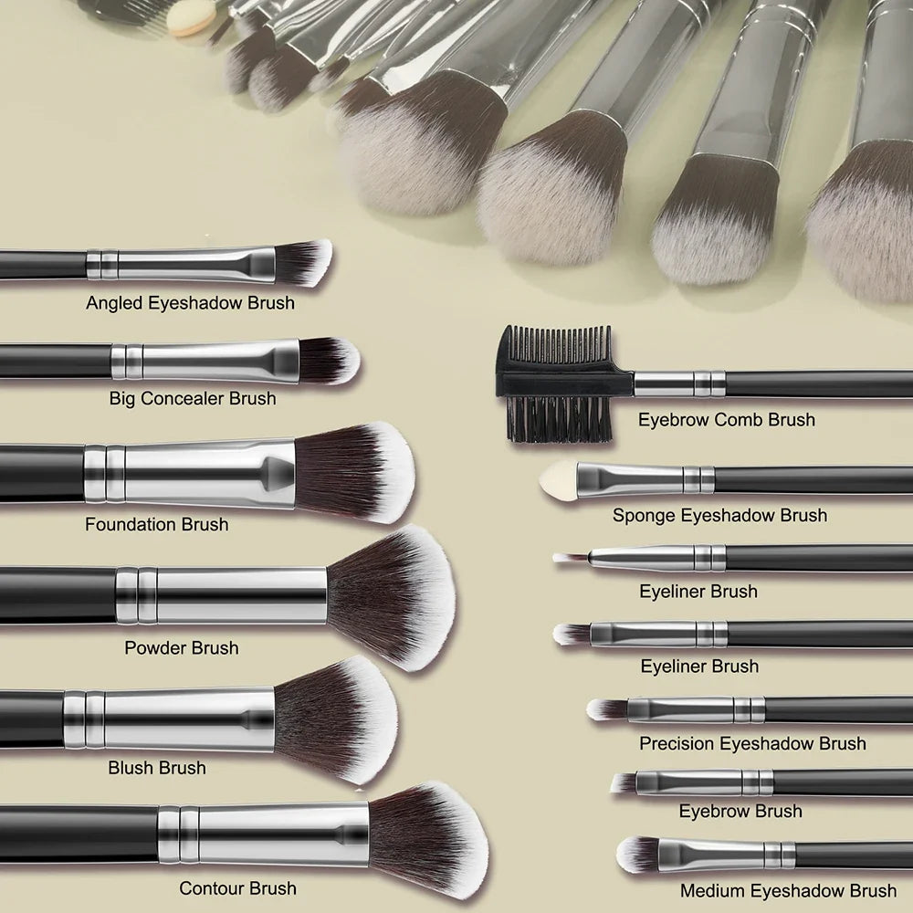 Soft Fluffy Makeup Brush & Sponge Set – Blush, Eye & Foundation