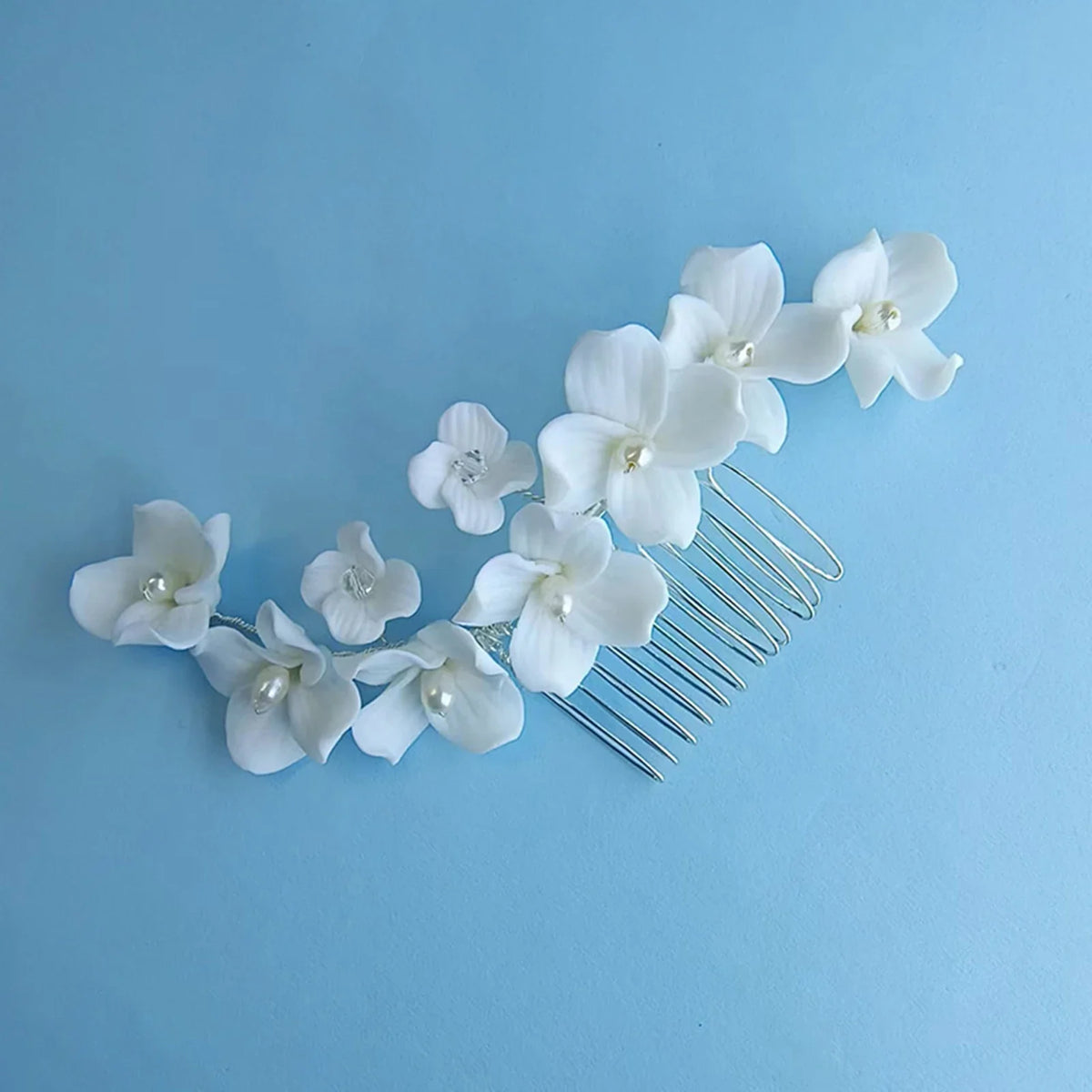 Handmade Ceramic Pearl Hair Combs & Bun Maker Set
