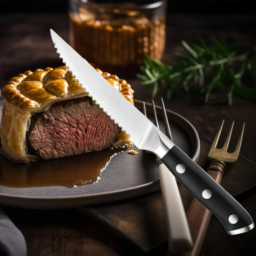 Serrated Steak Knife Set – Stainless Steel ABS Handle 1-6 Pc