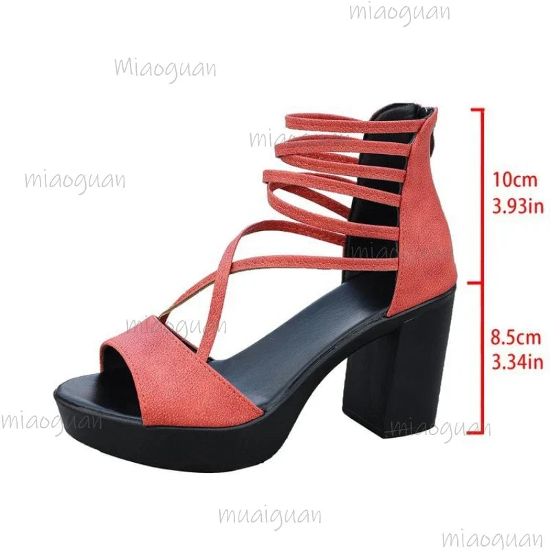 Women's Open-Toe Roman High Heel Sandals – Party Pumps