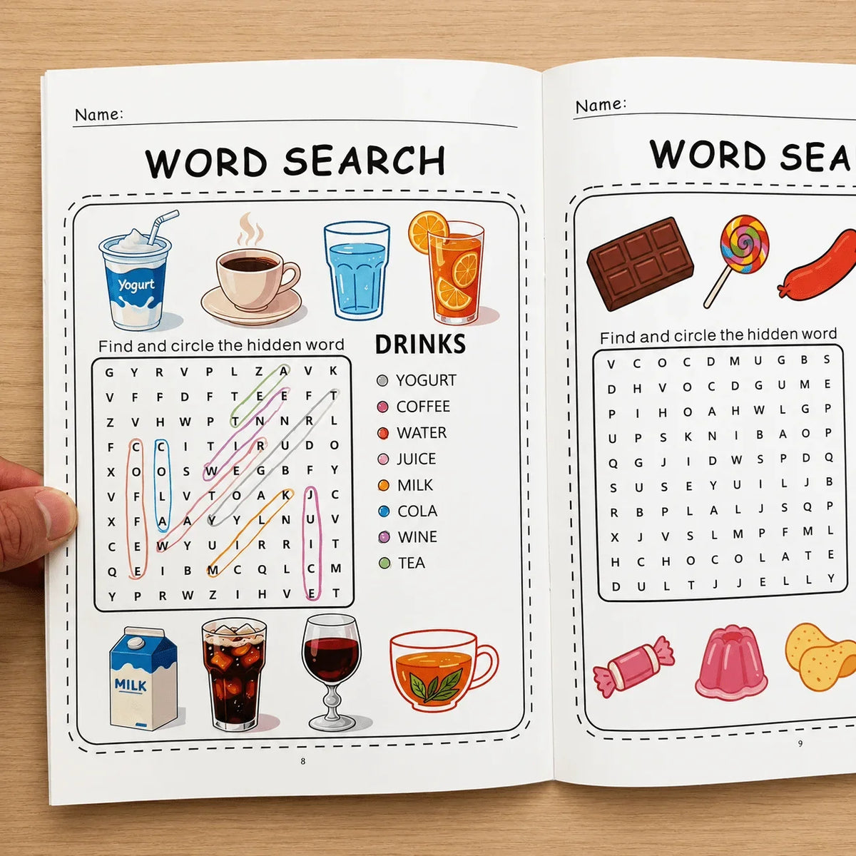 32-Page Word Search Puzzle Book Kids Hidden Games Early English