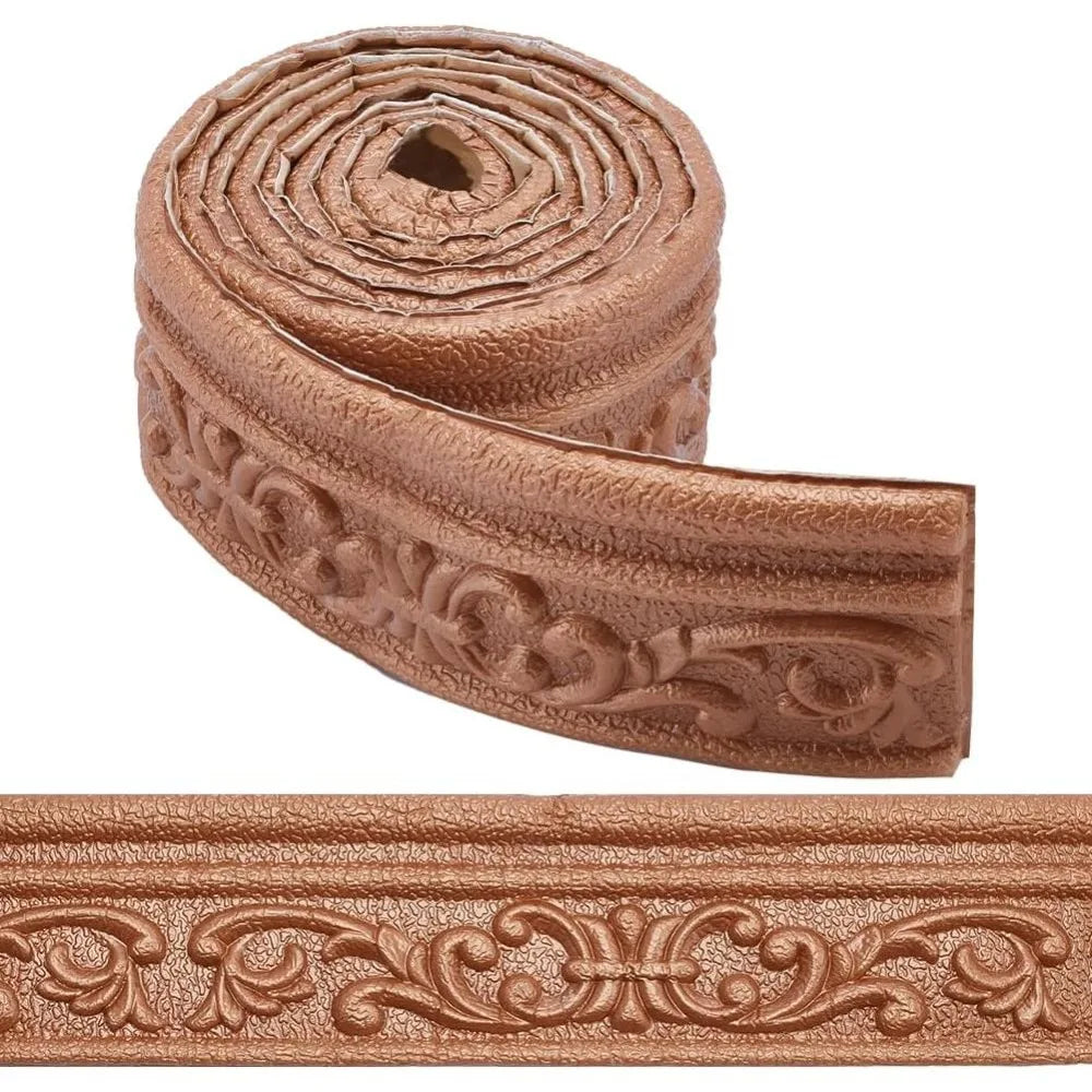 3D Peel & Stick Foam Wall Trim 82.5" – Brown Molding Border