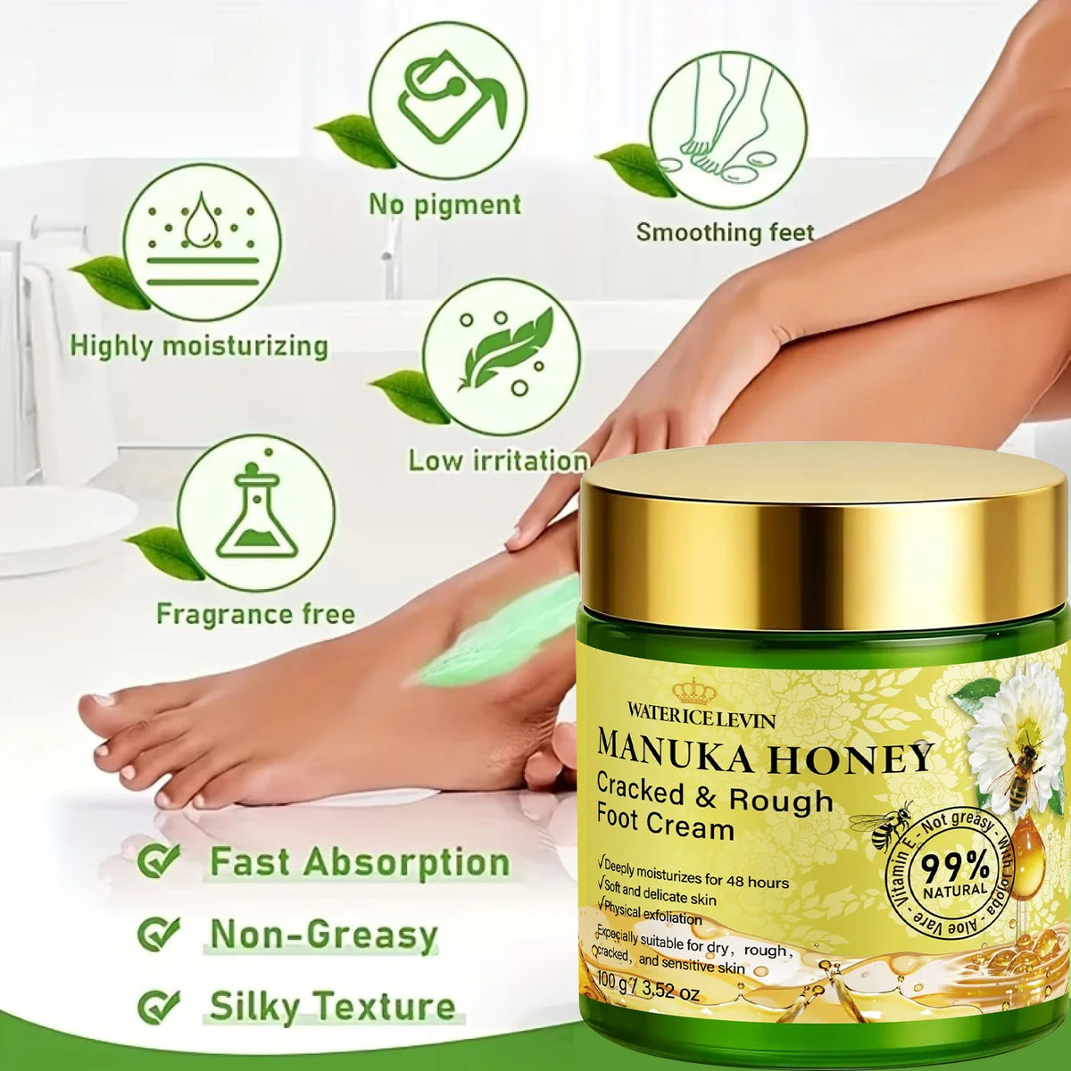 Manuka Honey Foot Cream – Hydrating & Softening Dry Skin