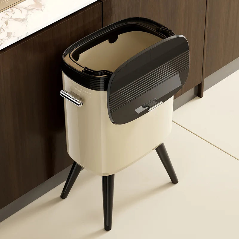 Large Kitchen Trash Can with Wheels & Lid | Tall Pedestal