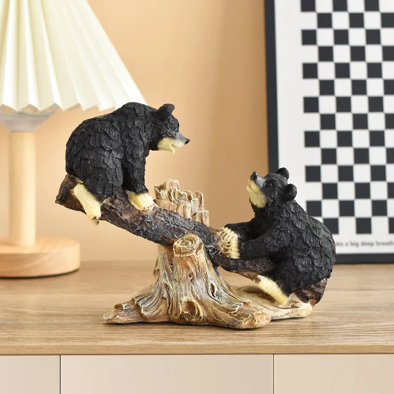 Black Bear Display Home Living Room TV Cabinet Porch Decoration Decor