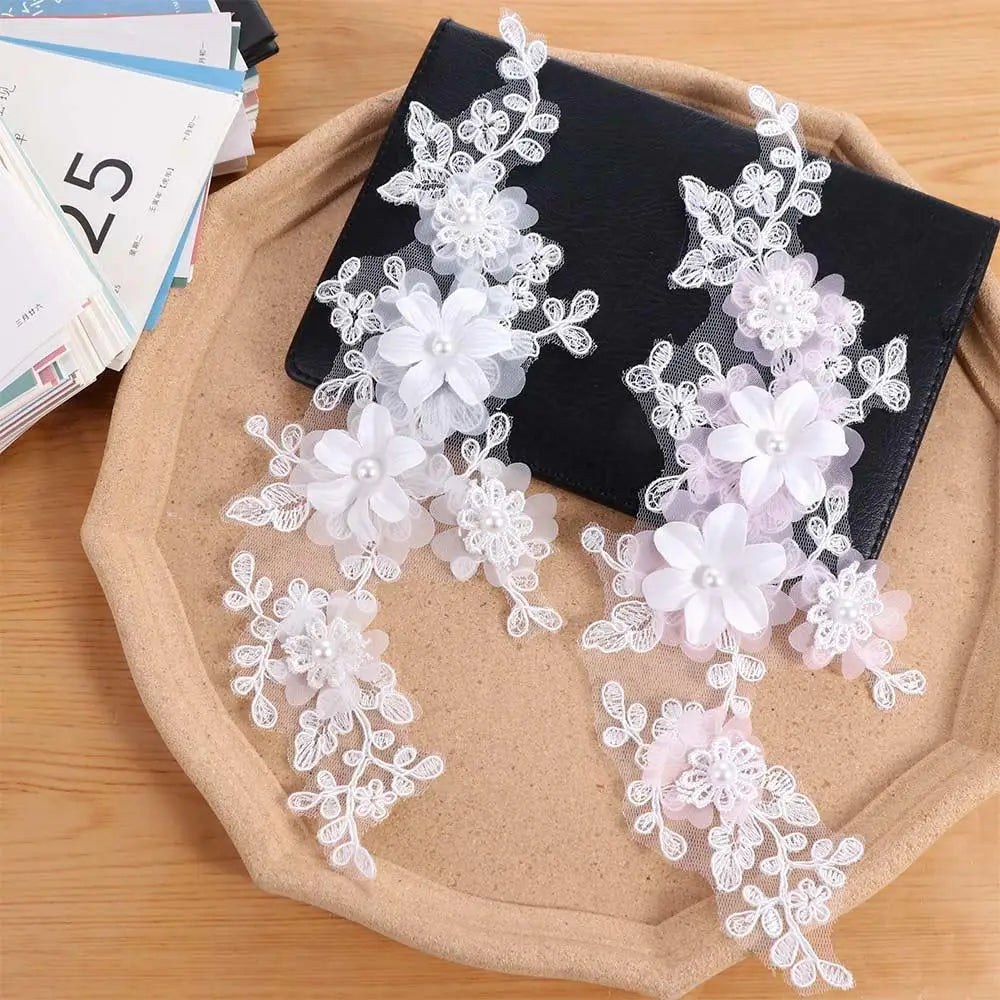 3D Flower Applique Beaded Lace Patch for Wedding Dresses