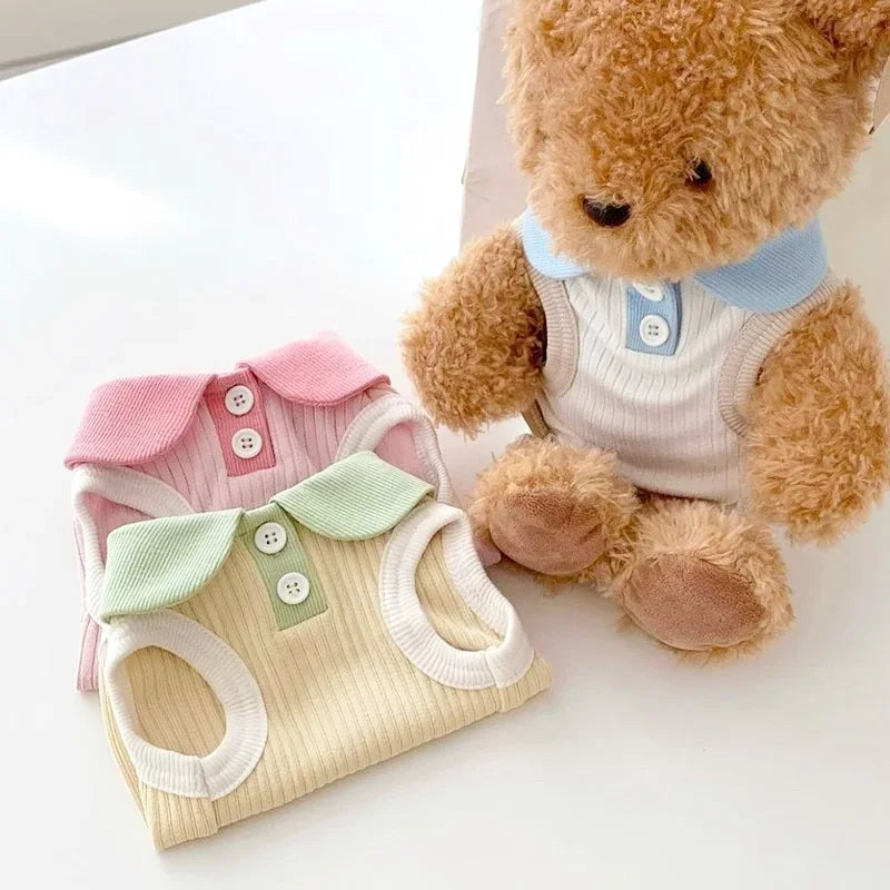 Autumn Pet Dog Polo Shirt Breathable Clothes Fashion Puppy Vest Cute