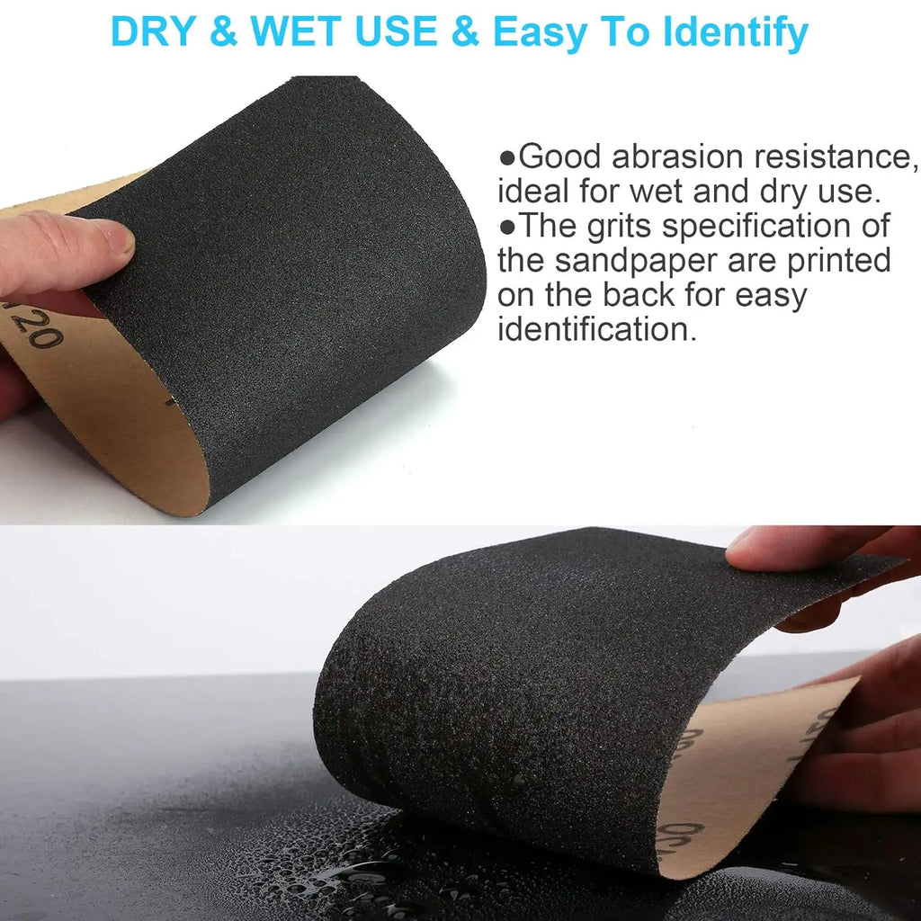 42-Pc Dry Wet Sandpaper Set 120–3000 Grit | Car & Wood