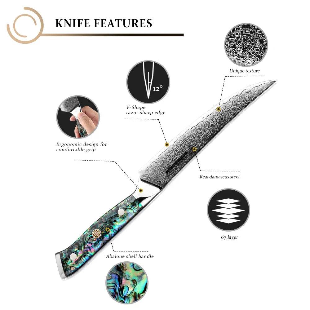 GrandSharp AUS-10 Damascus Steel Steak Knife | Japanese Steel
